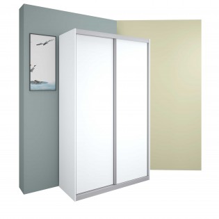 ארון הזזה צבע לבן פרופיל ניקל 2 דלתות במידות 100 ס"מ עד 200 ס"מ