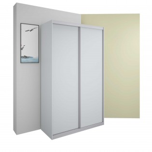 ארון הזזה צבע אפור פרופיל ניקל 2 דלתות במידות 100 ס"מ עד 200 ס"מ