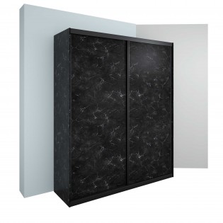 ארון הזזה צבע שיש שחור פרופיל שחור 2 דלתות במידות 210 ס"מ עד 240 ס"מ