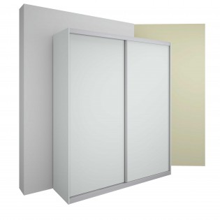 ארון הזזה צבע אפור פרופיל ניקל 2 דלתות במידות 210 ס"מ עד 240 ס"מ